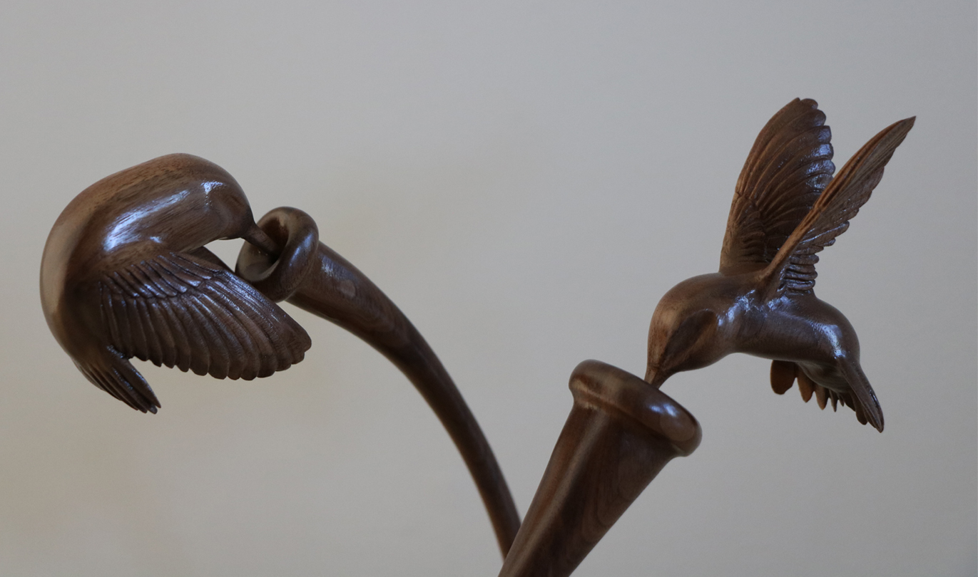 Humming Birds Walnut and Flower