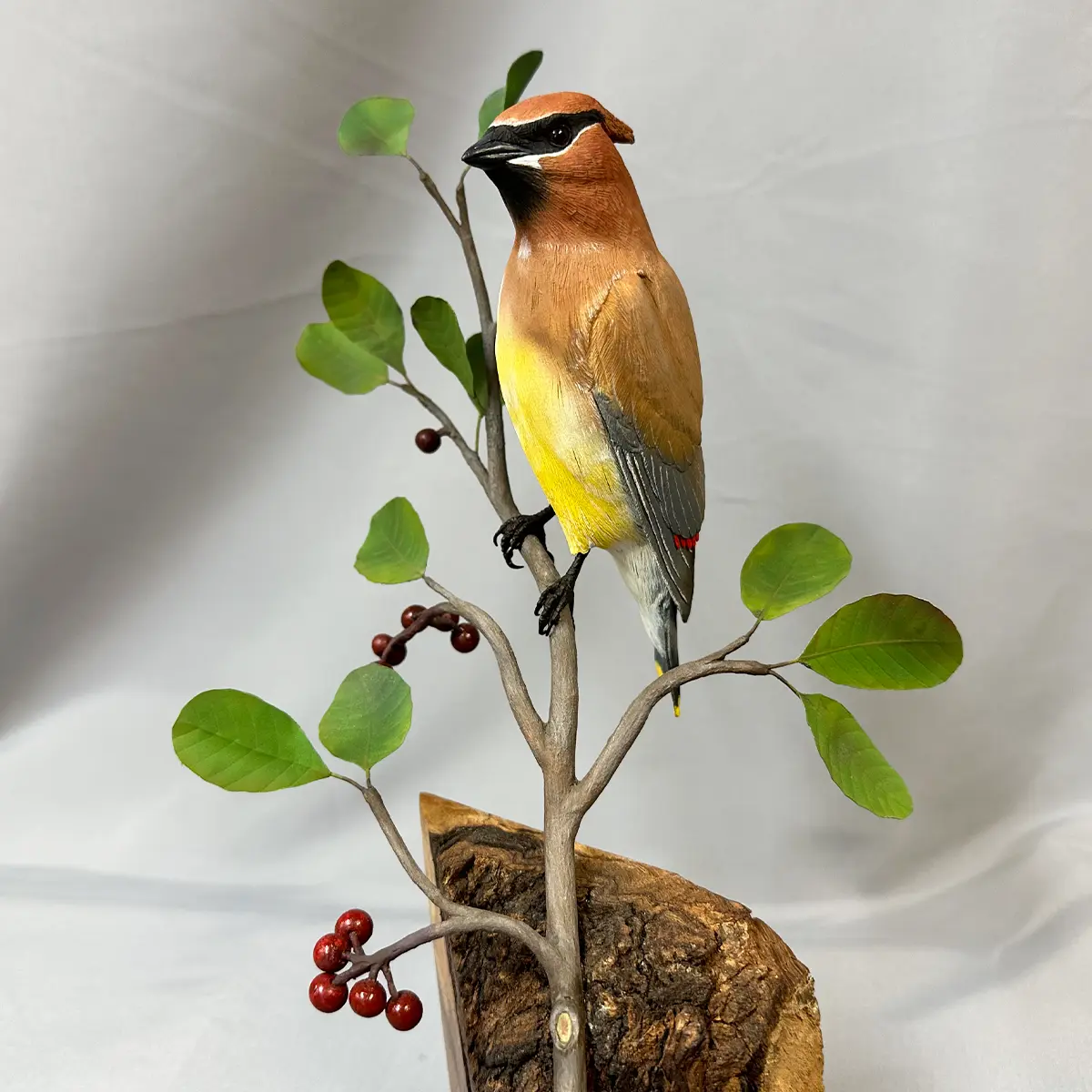 Ceder Waxwing – Bird Wood Carving – Michael Horwitz