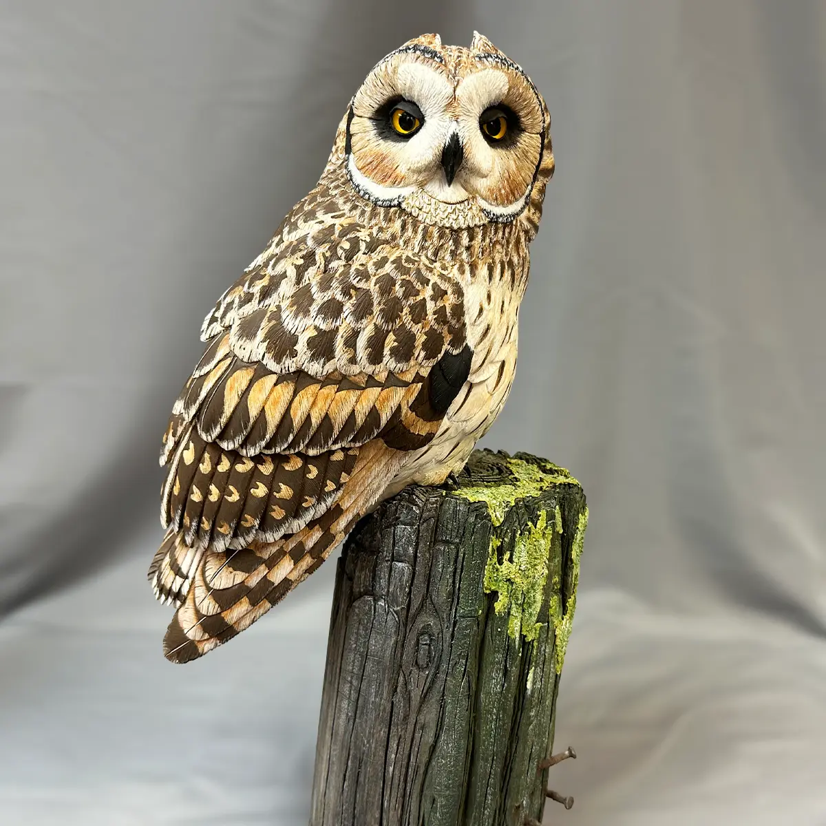 Short Eared Owl – Bird Wood Carving – Michael Horwitz